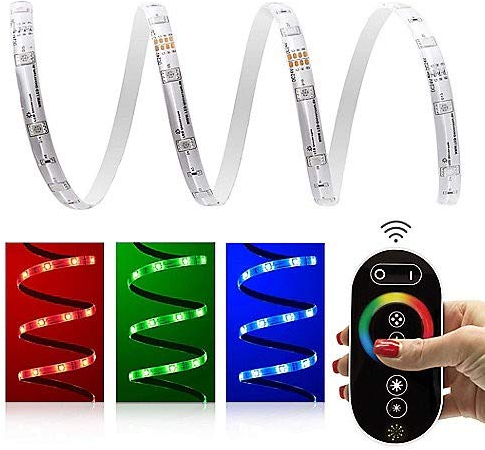 15m LED Strip Light - 12V LED Streifen IP65 RGB 30 LED/m Funk-SET & Netzteil, dimmbar, mit Fernbedienung, selbstklebend