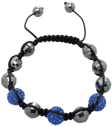 Carlo Monti Damen-Armband Shamballa dunkelblau Länge variierbar, Verschiedene Steine auf schwarzem Textilband JCM1148-592