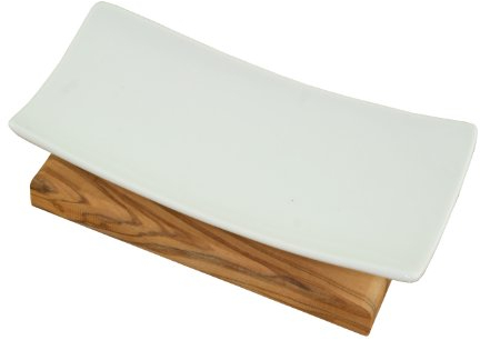 D.O.M. Seifenablage Porzellan Olivenholz