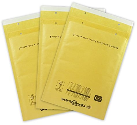 versando 100x G7 Luftpolsterumschläge Innenmaß 230 x 340 mm Außenmaß 250 x 350 mm braun/goldgelb für DIN A4
