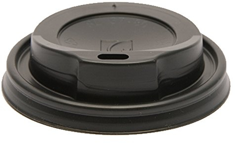 THE PAPER CUP COMPANY 90mm Black Disposable Plastic Hot Drink Coffee Machine Tea Catering Cups Sip Lids - 100 Pack