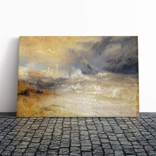 Big Box Art Canvas Print Wall Art Joseph William Turner Waves Breaking Against The Lee Shore | Mounted Stretched Framed Picture | Home Decor for Kitchen, Living Room, Bedroom, Multi-Colour, 30x20 Inch