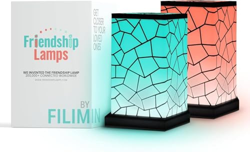 Friendship Lamp® von Filimin Classic – Best Friend Lamps, Wi-Fi-Touch-Lampe, LED-Licht für Fernbeziehungen, Verbindung, Beziehung, Freundschaft, Geschenke, Liebe, über 200 Farben, App-Setup – 2er-Set