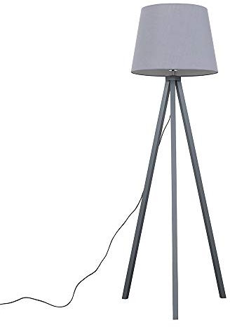 MiniSun | Modern Grey Wood Tripod Design Floor Lamp with a Grey Tapered Shade | Floor Lamps & Torchieres, Home Décor & Improvement Essential | Includes 6W LED E27 Light Bulb