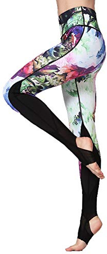 FLYILY Damen High Waist Gym Sport Leggings Tummy Control Erweiterte Version Yoga Hosen Running Workout Stretch Trainingshose Laufhose mit Aufdruck