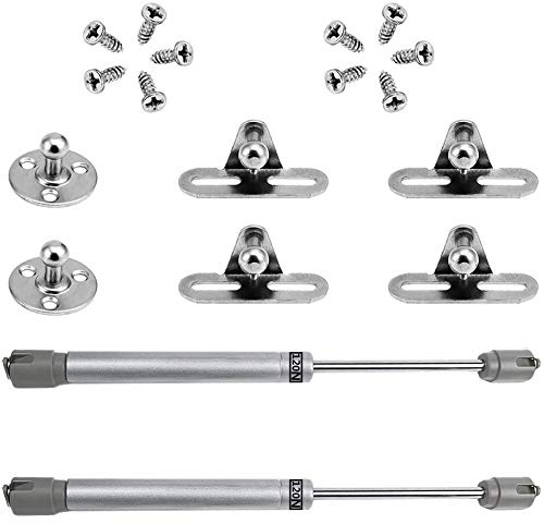 FNDE Gasdruckfedern, 2 Stück, hydraulisch, Küchenmöbel, Stoßdämpfer für Türen, 120 N/12 kg, 270 mm, Federscharniere mit Schrauben, Silbergrau, Pulverbeschichtet