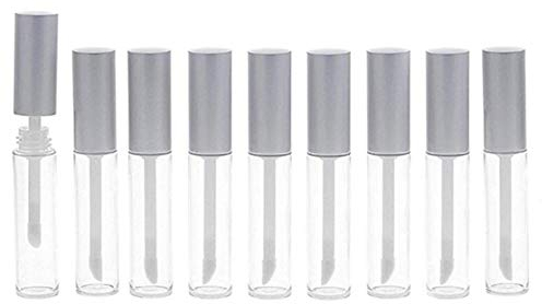VASANA 10 PCS 10ML Lip Gloss Tubes Bulk with Wand Silver Cap Empty Plastic Lipstick Bottles Lip Gloss Balm Tube Container Cosmetic Supplies for Lipstick Samples DIY