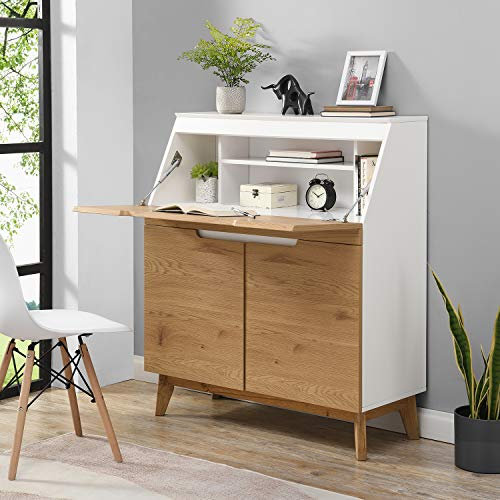 Cherry Tree Furniture Ernest Writing Bureau in White & Oak Colour
