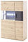DELIFE Glasvitrine Farum Eiche Optik 90 x 130 cm Highboard 3 Türen