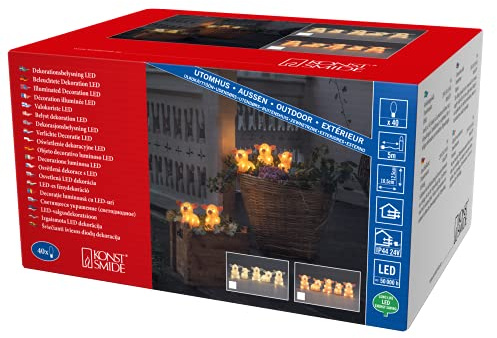 Konstsmide LED Acryl Schweine 5-er Set, transparent, 40 warm weiße Dioden, 24V Außentrafo (IP44), 0,8W, weißes Kabel, 6232-103EE, Gelb
