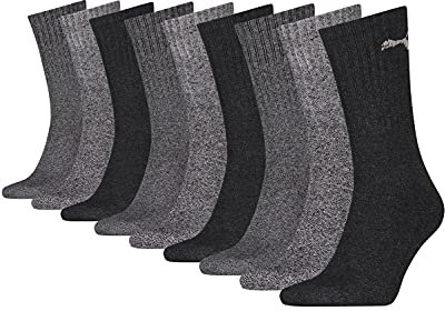 PUMA unisex Sportsocken Tennissocken Freizeitsocken Sport Crew 7312 9 Paar, Farbe:Grau, Menge:9 Paar (3x 3er Pack), Größe:35-38, Artikel:-207 anthracite/grey