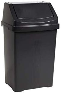 M1SS 50L Litre Plastic Swing Bin Waste Recycle Dustbins Kitchen, Bathroom Rubbish Trash Refused Bins -Midnight Dark Greyish, 50L