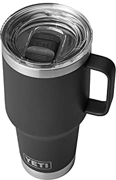 YETI Rambler - Taza de viaje de 30 onzas, acero inoxidable, aislada al vacío con tapa Stronghold, color negro