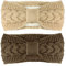 Telgoner Stirnband Damen Winter, 2 Pcs Stirnbänder Strick, Haarband Ohrenwärmer Elastische, Haarbänder Verdicken Headwrap Kopfband für Damen/Frauen/Mädchen (Beige + Khaki)