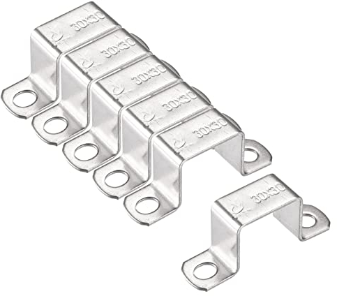 sourcing map 6 Stück U Förmige Verbinder Halterung 28 x 32mm 304 Edelstahl für Tür Geschlossene Stangenhalter Strebenkanal
