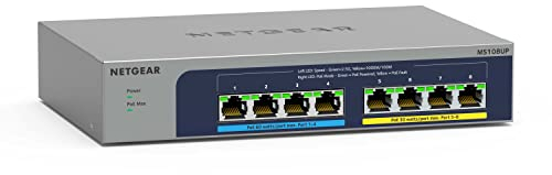 NETGEAR Switch Ethernet 8 porte PoE Ultra60 MS108UP, Multi-Gigabit con 4 porte PoE++ e 4 porte PoE+ da 230 W, montaggio desktop o a parete, unmanaged