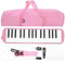 32 Keys Melodica Instrument with Melodica Carrying Bag, Short Mouthpiece and Soft Blowpipe, Air Piano Keyboard Mouth Melodica Keyboard Organ Melodica Instrument (Pink)