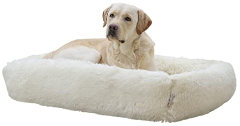 Kerbl Pet Kuschelbett Fluffy, Hundebett, Katzenbett, creme, 80x60x22cm, Polyester, Katzen, Anti-Rutsch-Boden, weiches Füllmaterial