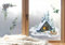 wolga-kreativ Fenster Fensterbilder Glasdekorfolie Motiv Fensterfolie FenstertattooWinter Weihnachten Advent Haus Schlitten Aufkleber Fenster wiederverwendbar Kinderzimmer Deko