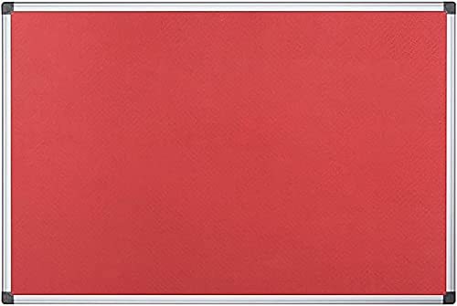 KAV 60 cm x 45cm Aluminium Frame Felt Notice Pin Board - Notice Board Bulletin Frame for Office, School, Bedroom, Memo, and Home (Red)