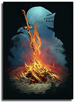 BeyondNice Dark Souls Lagerfeuer Poster HD Leinwanddruck Moderne Wohnkultur Kunst Wand (40,6 x 61 cm, ungerahmt