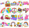 Zayvor 60 Bunte Hippie Tattoo Temporäre Tätowierung Hippie Aufkleber Flower Power Peace Haut Tattoos Groovy Tattoos Gesichtstattoos, Fasching 60's 70's Party Für Liebes- Und Friedenszeichen