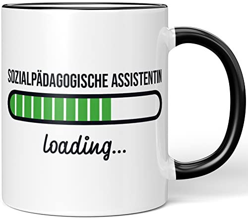 JUNIWORDS Tasse, Sozialpädagogische Assistentin loading, Schwarz (6216446)