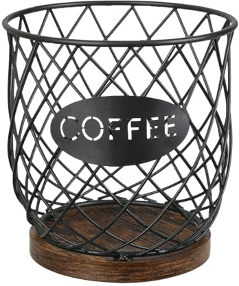 YINMIT K Cup Holder Organizer, Sturdy Coffee Pod Holder Organizer, 35 Kcup Large Capacity Storage Basket for Kitchen Counter and Office Desktop (Circular Grid)