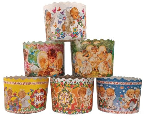 chutemka - 12 Pack | 12 oz Different designs of Paper Mold, Round Easter Bread Baking Paper Molds (Assorted)