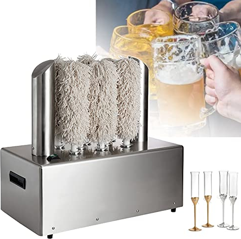 Elektrische Weinglas-Poliermaschine, Design zum sofortigen Erhitzen und Trocknen, 800 Tassen pro Stunde, einfache Bedienung, mit 8 Mikrofaserbürsten, für Weingläser/Champagnergläse