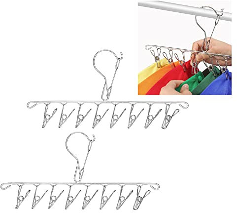 2 Pezzi Porta Cappelli da Armadio, Organizer per Cappelli, Berretto Organizer Hanger con 16 Clip, Senza Installazione, Salvaspazio, per Cappellil Guanti Accessori Asciuga Calzini