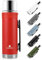 SANTECO Botella Termo 1000ml/34oz Rojo Botella de Acero Inoxidable 18/8 para Uso Alimentario, sin BPA, Mantiene el Contenido Caliente hasta 12h o Frío 24h para Camping y Todos Deportes