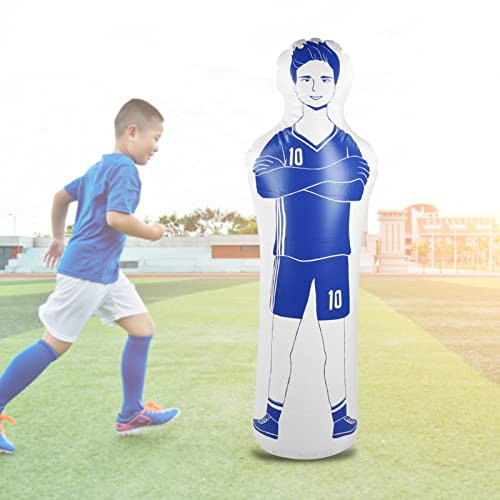 Ejoyous Fußballtraining Dummy Aufblasbarer Tumbler Fußball 0.35m PVC Boxen Boxsack 40x160cm Für Fußball Trainingstor Torwart Praktisches Aufblasbare Fußball Trainingspuppe (Blau)