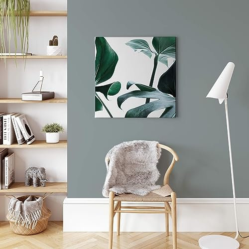 A.S. Création Leinwandbild Dschungel Blätter - Kunstdruck grün - 50x50 cm Quadratisch - moderne Wanddekoration Schlafzimmer Wohnzimmer Küche - Bild auf Keilrahmen