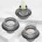 HofferRuffer Portacandele in vetro per candele coniche e tealight, 3 pezzi, 2 in 1, per cena, festa di nozze, Natale, soggiorno, regali, grigio