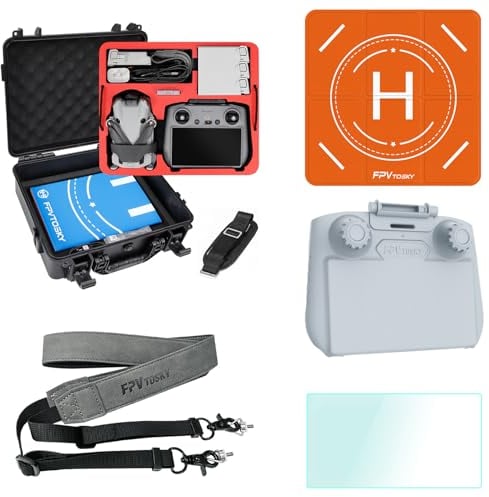 FPVtosky Mini 4 Pro Accessories Bundle 5-IN-1 Kit, Dual Layer Mini 4 Pro Case, Landing Pad, Lanyard, Screen Protector, Sunshade Protective Cover for DJI Min 4 Pro Accessories