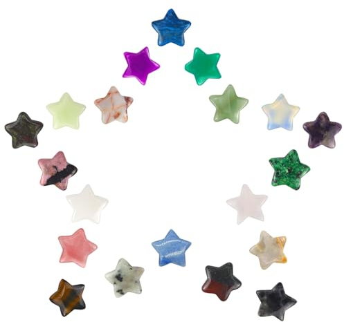 ELNLE 20PCS Kristalle Steine Edelsteine Heilsteine set Herzförmigen Sternform Kristallsteinen mit Amethyst Tigerauge Opal Stein für Meditation, Chakra, Energieausgleich und Dekorationen