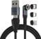 Statik 360 Pro Magnetic Charging Cable - Fast Charger USB C Charger Cable, Phone Charger 3 in 1 USB C to USB C, Micro USB & iProduct Tips, USB A Adapter - 100W Black 3FT/1M