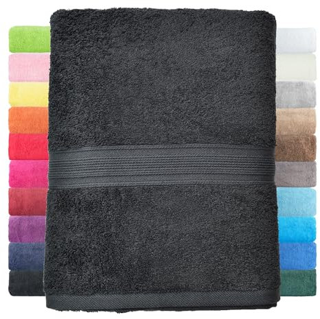 leevitex® Duschtuch 2er Set aus 100% Baumwolle, weich und saugstark | 500 g/m² | 70 x 140 cm | Schwarz