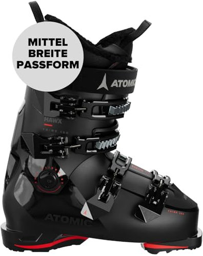 ATOMIC HAWK PRIME 100 GW Skischuhe - Größe 30/30.5 - Alpin-Skischuh in Black/Red - Boots mit 3D Knöchel & Ferse für präzisen Sitz - Ideal für Skifahrer mit mittelbreiten Füßen