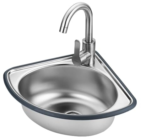 Fregadero de Esquina de Acero Inoxidable Lavabo Triangular Lavabo de Mano Lavabos de Baño Mini Fregadero de un Seno Montado en la Pared,For Restaurantes,Cocinas y Hogar (34x34x15cm)