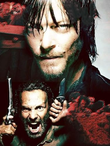 GerRit DIY 5d Diamond Malerei Kits für Erwachsene Kinder,Walking Dead Art, Vollrunde Diamond Stickkits Cross -Stitch Kristall Strassbilder Kunsthandwerk Home Wall Decoration-30x40cm