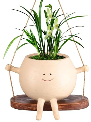 Vaso girevole | Fioriere per teste di fiori in resina | Pianta per collane di perle, vasi da fiori per viso | Fioriere a testa sospesa | Vaso da fioriera per appendere all'