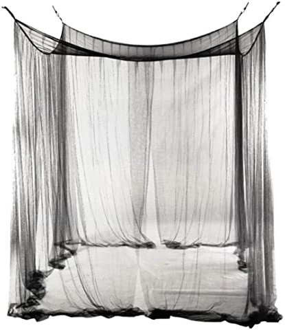 Schwarzes 4-Eck-Bettnetz, Baldachin, Moskitonetz für Bett, hängendes Bett, quadratisches Netz, Baldachin, Bettvorhänge, Bettwäsche