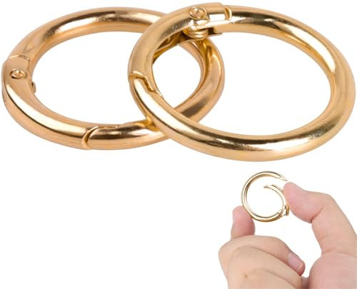 DAJISI 2 Stück Karabiner Rund, Schlüsselanhänger Gold 1 Inch/25 MM Schlüsselring Groß Abzugsfeder Schlüsselringe Gold DIY Zubehör für Schlüsselanhänger Tasche Handtasche