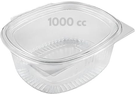 100 Vaschette 1000cc per Alimenti Usa e Getta con Coperchio Ovali Trasparenti in Pet Misura Contenitori con Coperchio Unito Trasparente Chiusura ermetica MADE IN ITALY (1000 cc)