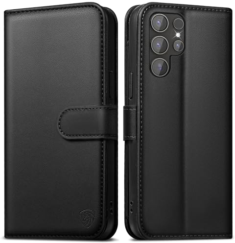 EASDNB Handyhülle für Samsung Galaxy S22 Ultra Hülle Wallet Premium Leder Klappbar für Samsung S22 Ultra 5G Flip Case Magnet Kartenfach Standfunktion Tasche Schutzhülle für Galaxy S22 Ultra,Schwarz