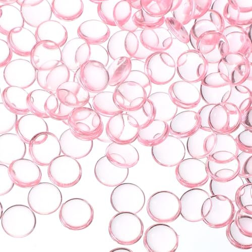 PATIKIL 1.1LB Flat Marbles, 15mm (0.59) Mini Acrylic Gems for Vases Filler Glass Beads Fish Tank Table Scatter Home Decor DIY Crafts, Pink