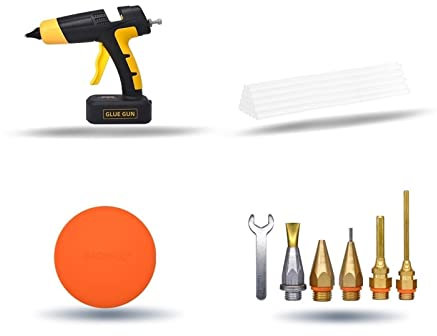MZZYG Hot Glue Gun 100W Cordless Lithium Battery Hot Melt Glue Gun With Digital Display Replaceable Nozzle Use 11mm Glue Stick Wireless Tools(SET-1)