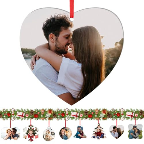 Adorno Navidad de Aluminio Personalizados 2025 con Foto y Nombre. Bola árbol navideño con impresión a Doble Cara para árbol de Navidad, Decoración Colgante,Regalo para Familiares